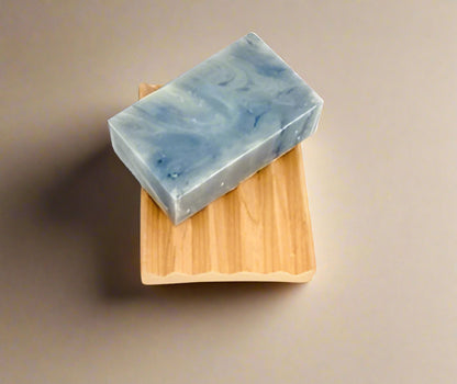 Sustainably harvested red alder soap dish, extends bar soap life and prevents residue buildup
